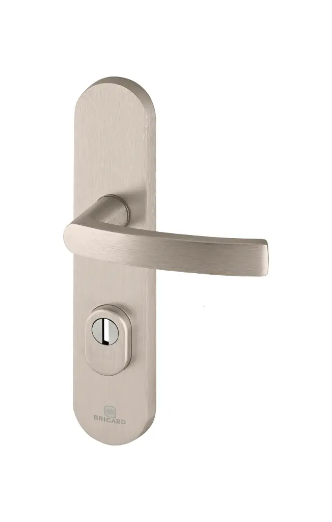 [9900151] ESSENTIAL ENSEMBLE BLINDÉ PALIÈRE BÉQUILLE/CLE I PORTE EXA 242X52 – BRICARD (ASPECT INOX BROSSE)