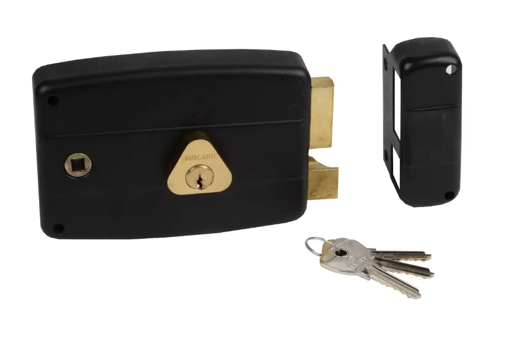 SERRURE APPARENTE MONOPOINT SÉRIE 340 CYLINDRE ALPHA Ø25 3 CLÉS NOIR ½ TOUR  A FOUILLOT– DROITE - BRICARD