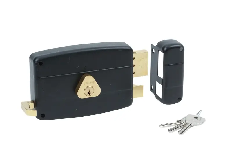 SERRURE APPARENTE MONOPOINT SÉRIE 340 CYLINDRE ALPHA Ø25 3 CLÉS NOIR ½ TOUR TIRAGE –  DROITE - BRICARD