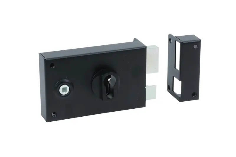 SERRURE APPARENTE MONOPOINT PROFIL EUROPÉEN HORIZONTALE À FOUILLOT AXE 60 ½ TOUR CARRE 6 NOIR – DROITE - BRICARD