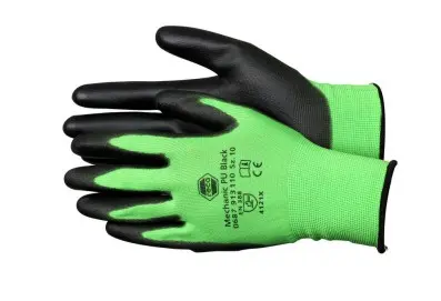 GANTS DE MONTAGE MECANIQUE PU NOIR TAILLE 9 - LOT DE 12