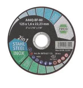 DISQUE TRONÇONNEUSE 2-EN-1 125 X 1,6 X 22,23 - RECA - LOT DE 5